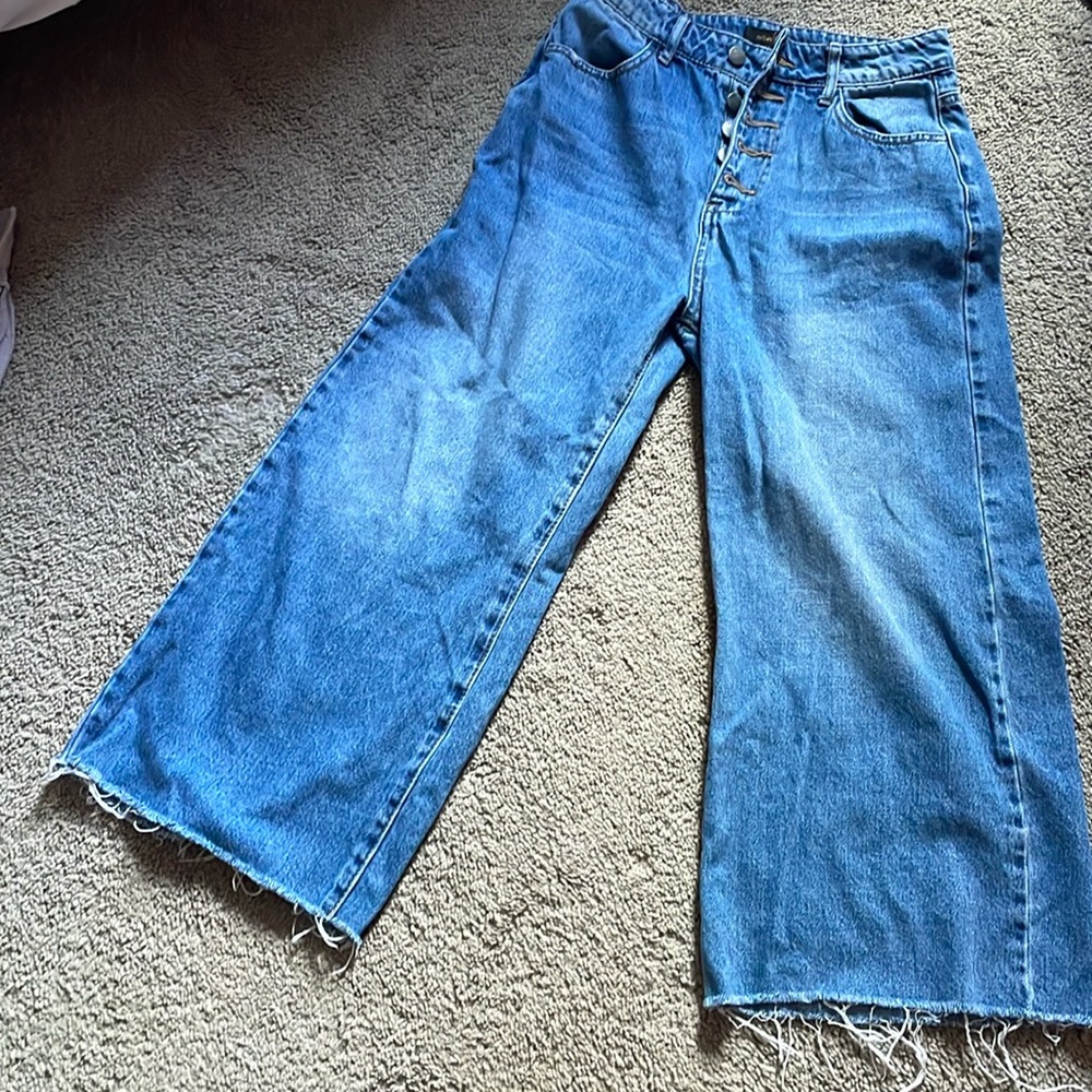 On Twelfth cropped wide leg frayed jeans